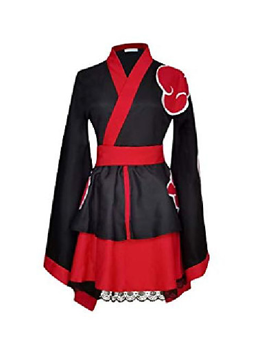 abordables Cosplay de Animes-cos naruto akatsuki organización lolita kimono dress cosplay black-red