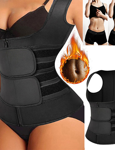 cheap Exercise, Fitness &amp; Yoga-Waist Trainer Vest Body Shaper Sweat Waist Trainer Corset Sports Spandex Yoga Gym Workout Pilates Adjustable Weight Loss Tummy Fat Burner Hot Sweat For Men Women / Adults&#039;