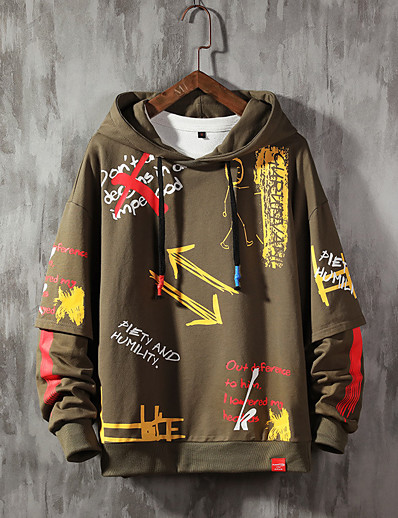cheap Men-Mens Graffiti Hoodies Print Sweatshirt Fashion Tracksuit Casual Hip-hop Funny Coat Streetwear Hoodie