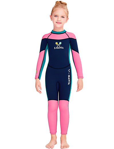 cheap Sportswear-Dive&amp;Sail Girls&#039; 2.5mm Full Wetsuit Diving Suit SCR Neoprene Stretchy Thermal Warm Quick Dry Back Zip Long Sleeve - Patchwork Swimming Diving Surfing Scuba Autumn / Fall Spring Summer / Kids