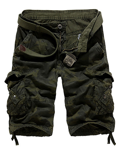 cheap Men-men‘s cargo shorts Half Trousers Casual Camo Tactical Shorts multi pockets over knee outdoor wear khaki 40