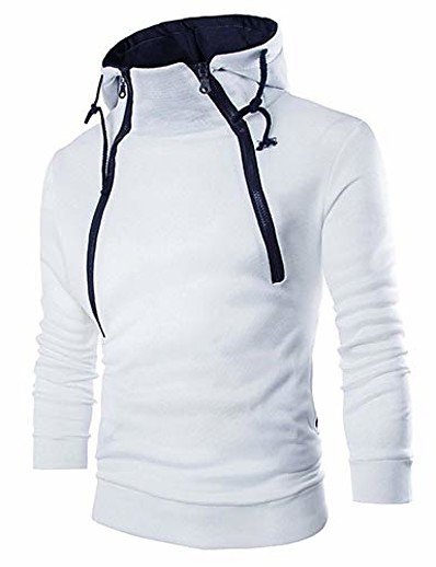 Χαμηλού Κόστους Αντρικές Μπλούζες-Ανδρικά Γιούνισεξ Συμπαγές Χρώμα Αιτιώδης συνάφεια Καθημερινά Ρούχα Φούτερ Φούτερ Βαθυγάλαζο Λευκό Μαύρο