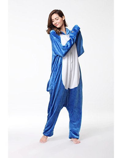 cheap Cosplay &amp; Costumes-Adults&#039; Kigurumi Pajamas Shark Onesie Pajamas Flannelette Blue Cosplay For Men and Women Animal Sleepwear Cartoon Festival / Holiday Costumes