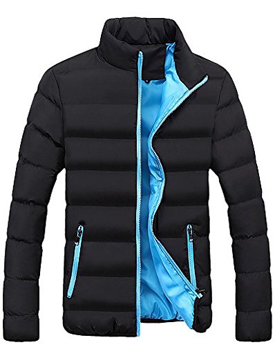 ieftine Bărbați-Balakie jachetă de puf pentru bărbați, iarnă, caldă, subțire, groasă, ușoară, jachetă cu fermoar solid (albastru, m)