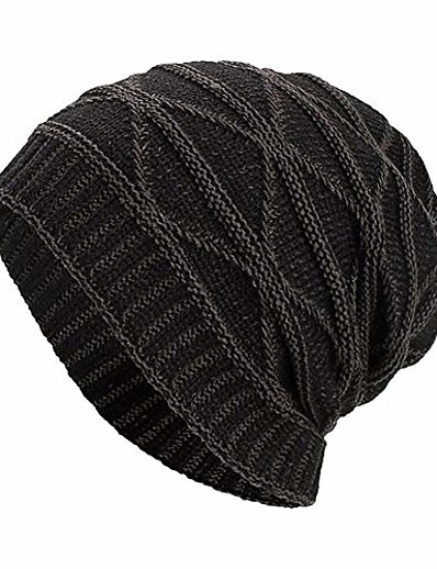cheap Ski &amp; Snowboard-winter hats, unisex warm hat, skull cap, ski hat, knit hat slouchy beanies winter warm knit hat fleece lining (black, free size)