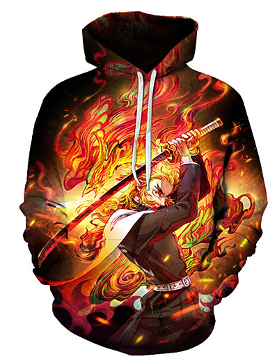 cheap Cosplay &amp; Costumes-Inspired by Demon Slayer Cosplay Costume Hoodie Cosplay 3D Polyester / Cotton Blend Hoodie Printing Harajuku Graphic For Men&#039;s / Women&#039;s