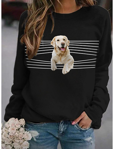 cheap Hoodies &amp; Sweatshirts-Women&#039;s Dog Graphic 3D Hoodie Sweatshirt Print Daily Basic Casual Hoodies Sweatshirts  White Light gray Black