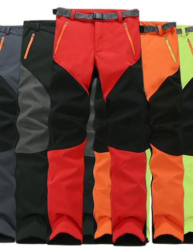 cheap Sportswear-Men&#039;s Fleece Lined Pants Hiking Pants Trousers Patchwork Winter Outdoor Thermal Warm Pants / Trousers Bottoms Red Grey Green Orange Black Camping / Hiking Hunting Fishing S M L XL XXL / Stretchy
