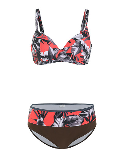 cheap Bikini Sets-Women&#039;s Bikini Tankini Swimsuit Racerback Open Back Print Color Block Abstract Black Swimwear Padded Strap Bathing Suits New Rustic Sweet / 2 Piece / Tattoo