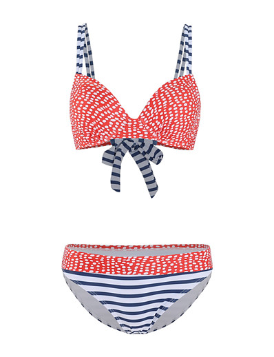 cheap Bikini Sets-Women&#039;s Bikini Tankini Swimsuit Racerback Open Back Print Stripe Blushing Pink Swimwear Underwire Padded Strap Bathing Suits New Cute Sweet / 2 Piece / Tattoo