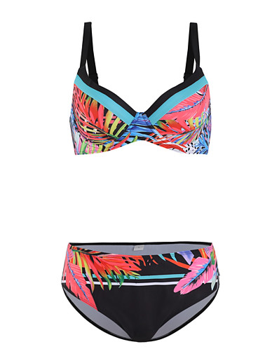 cheap Bikini Sets-Women&#039;s Bikini Tankini Swimsuit Racerback Open Back Print Abstract Stripe Black Swimwear Padded Strap Bathing Suits New Cute Sweet / 2 Piece / Tattoo