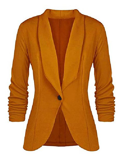 hesapli Blazerlar-Kadın&#039;s Blazer Tek Renk Temel Uzun Kollu Ceket Cadde Sonbahar Bahar Normal Ceketler Şarap / Günlük