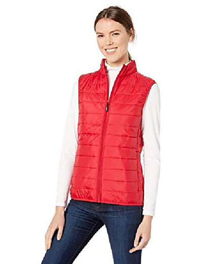cheap Sportswear-Women&#039;s Hiking Vest Quilted Puffer Vest Down Vest Winter Jacket Trench Coat Top Outdoor Autumn / Fall Winter Thermal Warm Packable Lightweight Breathable Solid Color Wine Pink Black Skiing Hunting