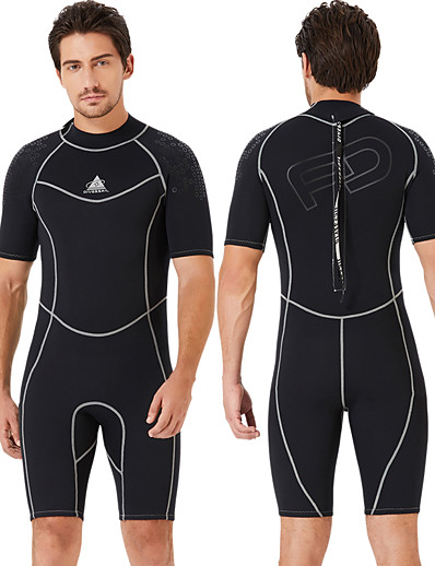 cheap Sportswear-Men&#039;s 3mm Shorty Wetsuit Diving Suit SCR Neoprene Stretchy Thermal Warm Anatomic Design Quick Dry Back Zip Short Sleeve - Solid Color Swimming Diving Surfing Scuba Autumn / Fall Spring Summer