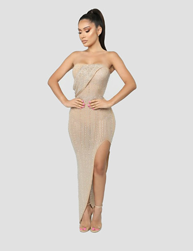 cheap DRESSES-Women's Sheath Dress Maxi long Dress Sleeveless Solid Color Spring Summer Sexy 2021 Black Blushing Pink S M L XL XXL