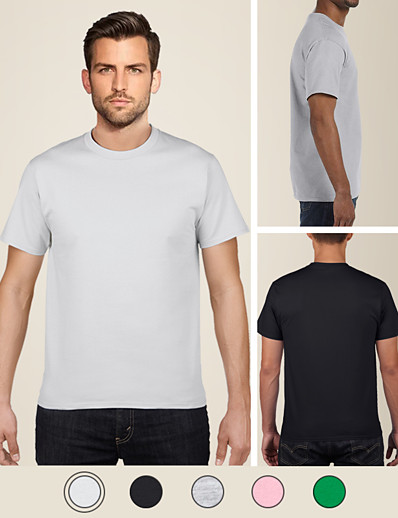 cheap Basic Collection-Men&#039;s T shirt Plain non-printing Round Neck Daily Outdoor Short Sleeve Tops Simple Green White Black / All Seasons / select one size larger than usual
