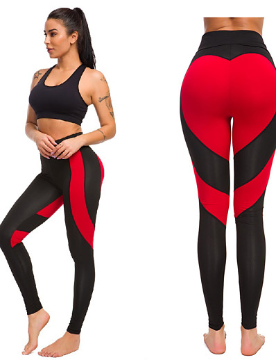 hesapli Egzersiz, Fitness ve Yoga-Kadın&#039;s Yoga Pantolonu Yüksek Bel Bisiklet Tayt Tayt Alt Giyimler Dikişsiz Kalp Karın Toparlayıcı Popo Kaldırma Kırmızı / siyah Siyah / Beyaz Yoga Spor Salonu Egzersizi Pilates Kış Yaz Spor Dalları