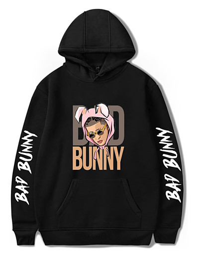 cheap Cosplay &amp; Costumes-Inspired by bad bunny Cosplay Cosplay Costume Hoodie Polyester / Cotton Blend Graphic Printing Harajuku Graphic Hoodie For Women&#039;s / Men&#039;s