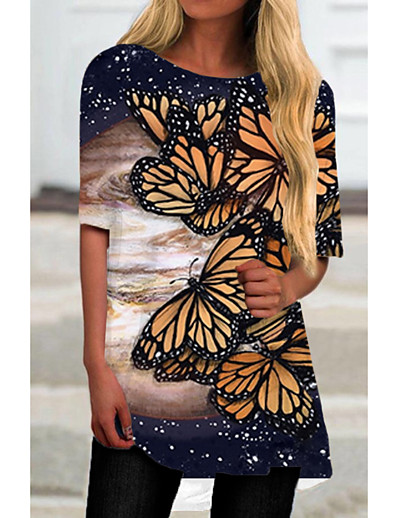 cheap DRESSES-Women&#039;s Shift Dress Short Mini Dress Half Sleeve Print Animal Print Fall Spring Casual 2021 Black Gray S M L XL XXL 3XL