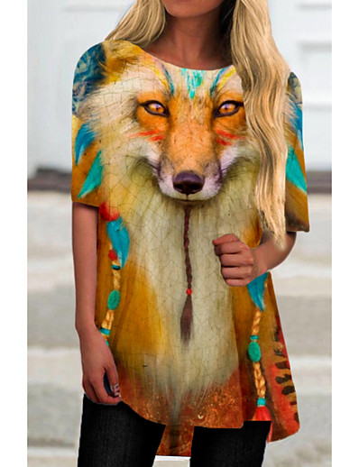 cheap DRESSES-Women&#039;s Shift Dress Short Mini Dress Half Sleeve Print Animal Print Fall Spring Casual 2021 Yellow S M L XL XXL 3XL