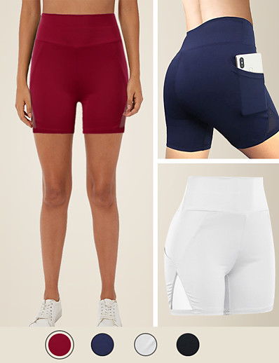 povoljno Ženska odjeća-litb basic ženske sportske kratke hlače širokog pojasa s džepom za telefon jednobojne hlače od joge s visokim strukom u dnu