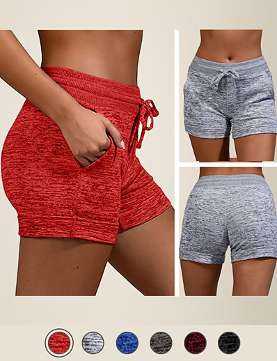 voordelige Basic Collectie-litb basic dames yoga shorts met trekkoord sneldrogende effen elastische hardloopbroek voor dames