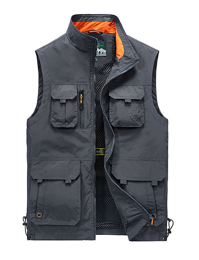 cheap Sportswear-Men&#039;s Sleeveless Fishing Vest Vest / Gilet Outdoor Autumn / Fall Spring Summer Multi-Pockets Breathable Mesh Quick Dry Lightweight Cotton Solid Colored Army Green Grey Khaki Fishing Hiking Camping