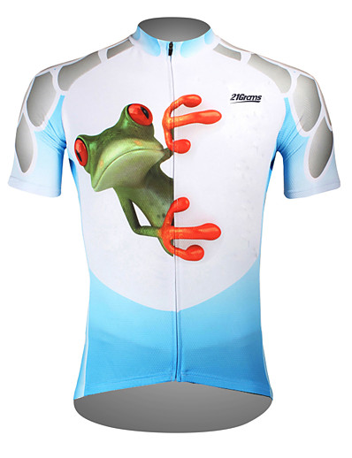 cheap Sportswear-ILPALADINO Men&#039;s Short Sleeve Cycling Jersey Summer Polyester Purple Blue Orange Frog Bike Jersey Top Mountain Bike MTB Road Bike Cycling Ultraviolet Resistant Quick Dry Breathable Sports Clothing