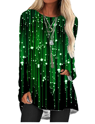 cheap DRESSES-Women&#039;s Shift Dress Short Mini Dress Long Sleeve Color Block Geometric Floral Print Fall Spring Casual 2021 Green Light Green Navy Blue S M L XL XXL 3XL