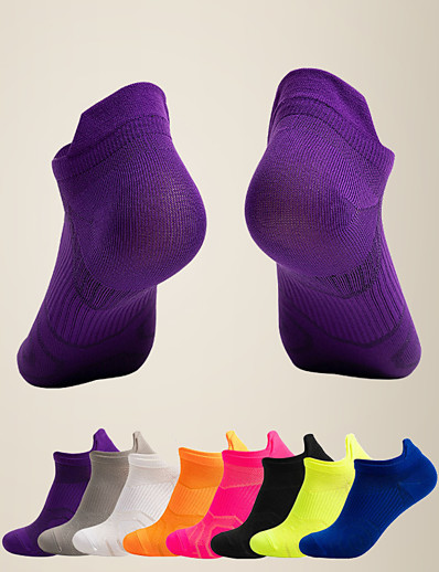cheap Basic Collection-Adults 1 Pair Running Socks Women&#039;s Men&#039;s Anti-Slip Quick Dry Breathable Socks Basketball Football / Soccer Running Jogging Sports Solid Colored Nylon Coral Pink Purple Yellow / Automatic Cleaning