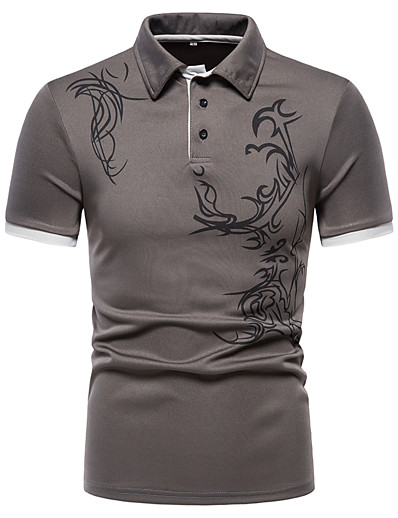 cheap Men&#039;s Tees &amp; Tank Tops-Men&#039;s Golf Shirt Tennis Shirt Graphic Collar Turndown Daily Short Sleeve Tops White Black Gray