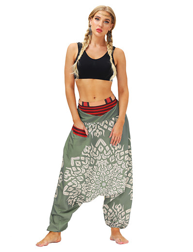 cheap Sportswear-Women&#039;s Men&#039;s Yoga Pants Harem Pocket Bloomers Bottoms Quick Dry Breathable Green Yoga Fitness Gym Workout Summer Sports Activewear / Casual / Athleisure