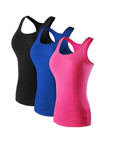 cheap Sportswear-Women&#039;s Scoop Neck Medium Support Yoga Top Racerback Summer Solid Color Purple Blue Yoga Fitness Gym Workout Tank Top Sleeveless Sport Activewear Stretchy Quick Dry Moisture Wicking Breathable