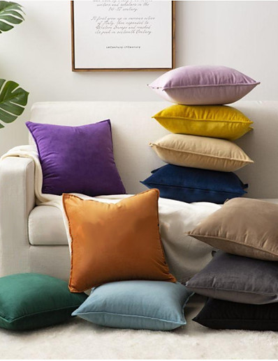 저렴한 홈 &amp; 가든-1 pc 럭셔리 벨벳 단색 베개 케이스 커버 거실 침실 소파 쿠션 커버 소파 소파 침대 의자에 대한 야외 쿠션
