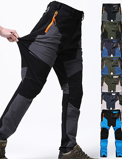 cheap Sportswear-Men&#039;s Hiking Pants Trousers Patchwork Summer Outdoor Windproof Water Resistant Quick Dry Stretch Nylon Spandex 3 Zipper Pocket Elastic Waist Pants / Trousers Bottoms Green / Black Khaki green Army