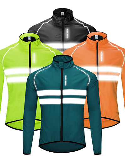 cheap Sportswear-WOSAWE Men&#039;s Cycling Jacket Winter Bike Windbreaker Top Waterproof Windproof Breathable Sports Black / Orange / Green Mountain Bike MTB Road Bike Cycling Clothing Apparel Bike Wear / Long Sleeve