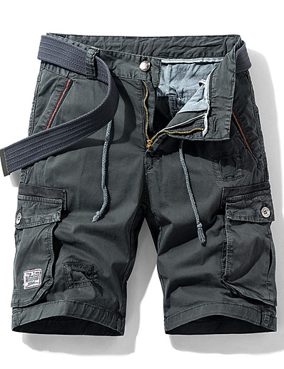 billiga Nederdelar för herrar-Herr Shorts Cargo-shorts Shorts Byxor Solid färg Medium Midja ArmyGreen Svart Kaki Mörkgrå 29 31 32 34 36