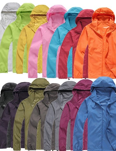 cheap Sportswear-Hoodie Jacket Hiking Windbreaker Summer Outdoor Packable Lightweight Camping / Hiking Fishing Climbing Yellow Blue Pink Gray Green