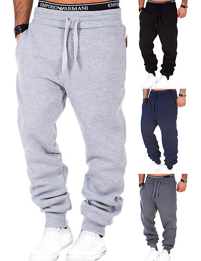 cheap Running, Jogging &amp; Walking-Men&#039;s Sweatpants Joggers Track Pants Bottoms Drawstring Fitness Gym Workout Performance Running Training Breathable Soft Sweat wicking Sport Solid Colored Dark Grey Black Light Grey Navy Blue