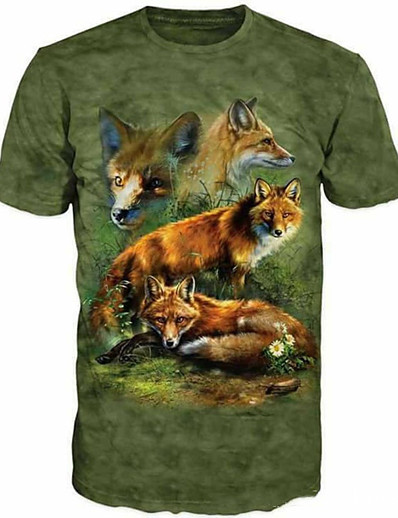 cheap Hunting Clothing-Men&#039;s Hiking Tee shirt Hunting T-shirt Tee shirt Camouflage Hunting T-shirt 3D Camo / Camouflage Deer Short Sleeve Outdoor Summer Wearable Quick Dry Breathable Soft Top Cotton Polyester Camping