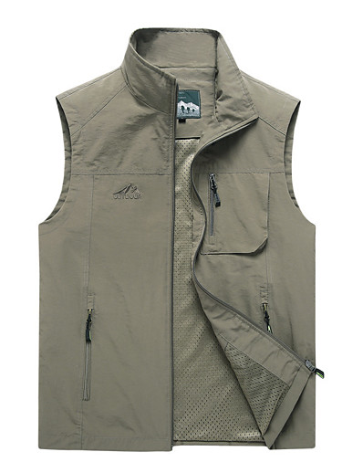 cheap Sportswear-Men&#039;s Fishing Vest Vest / Gilet Outdoor Summer Multi-Pockets Quick Dry Lightweight Breathable Forest Green Navy Black+Golden