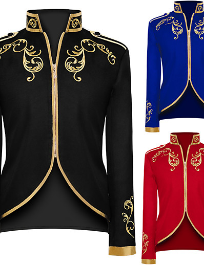 cheap Cosplay &amp; Costumes-Prince Movie / TV Theme Costumes Medieval Party Costume Outerwear Men&#039;s Costume Blue / Black / Red Vintage Cosplay Long Sleeve Party &amp; Evening Festival / Coat / Coat