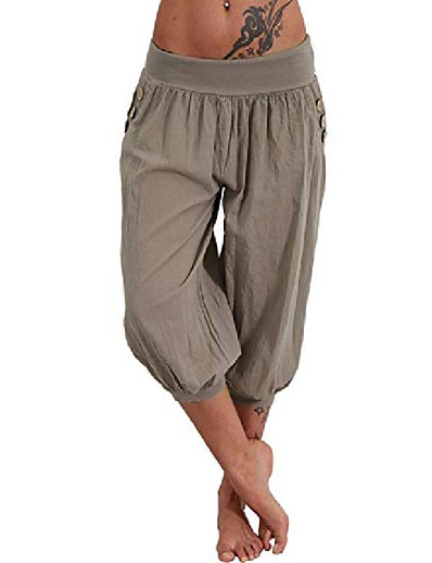 cheap Sportswear-nctcity ladies 3/4 length bloomers capri summer trousers aladdin trousers harem trousers baggy harem trousers yoga trousers elastic waist leisure trousers beach trousers