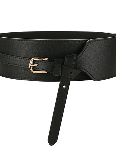 cheap Belt-Women&#039;s Wide Belt Coffee Black Party Wedding Street Daily Belt Pure Color / Red / Winter / Spring / Summer / Alloy