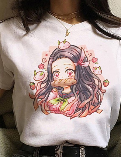cheap Cosplay &amp; Costumes-Inspired by Demon Slayer Cosplay Anime Cartoon Polyester / Cotton Blend Print Harajuku Graphic Kawaii T-shirt For Women&#039;s / Men&#039;s
