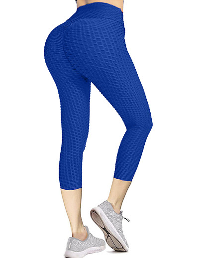 cheap Sportswear-Women&#039;s Yoga Pants High Waist Tights Capri Leggings Bottoms Ruched Butt Lifting Solid Color Tummy Control Butt Lift Blue White Black Yoga Fitness Gym Workout Winter Summer Sports Activewear Skinny