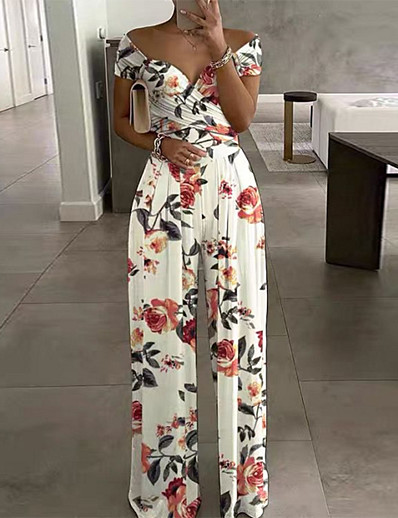cheap Women-Women&#039;s Elegant Casual Party Holiday 2021 White Jumpsuit Pattern