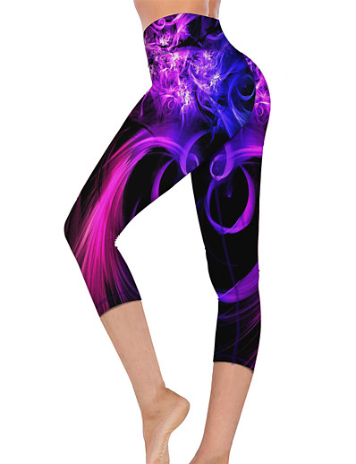 cheap Sportswear-21Grams® Women&#039;s Yoga Pants High Waist Capri Leggings Tummy Control Butt Lift Purple Fitness Gym Workout Running Winter Summer Sports Activewear High Elasticity