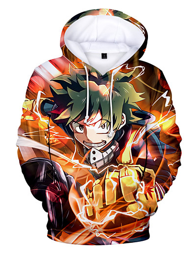 cheap Cosplay &amp; Costumes-Inspired by My Hero Academia / Boku No Hero Monkey D. Luffy 100% Polyester Anime Cartoon 3D Harajuku Graphic Print Hoodie For Men&#039;s / Women&#039;s