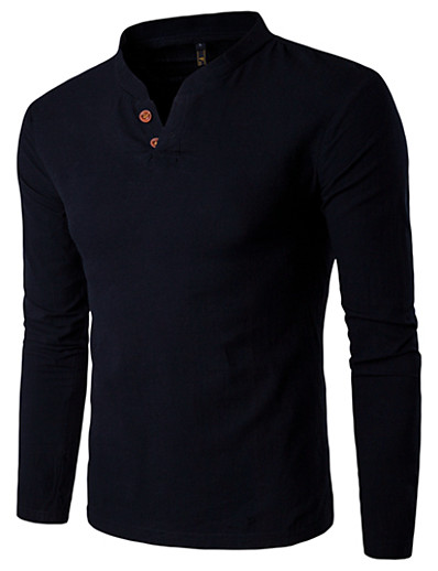 cheap Sportswear-Men&#039;s Henley Shirt Top T-shirt Outdoor Quick Dry Breathable Sweat-Wicking Wear Resistance Fall Spring Cotton Light Blue Navy Apricot Camping / Hiking Hunting Fishing